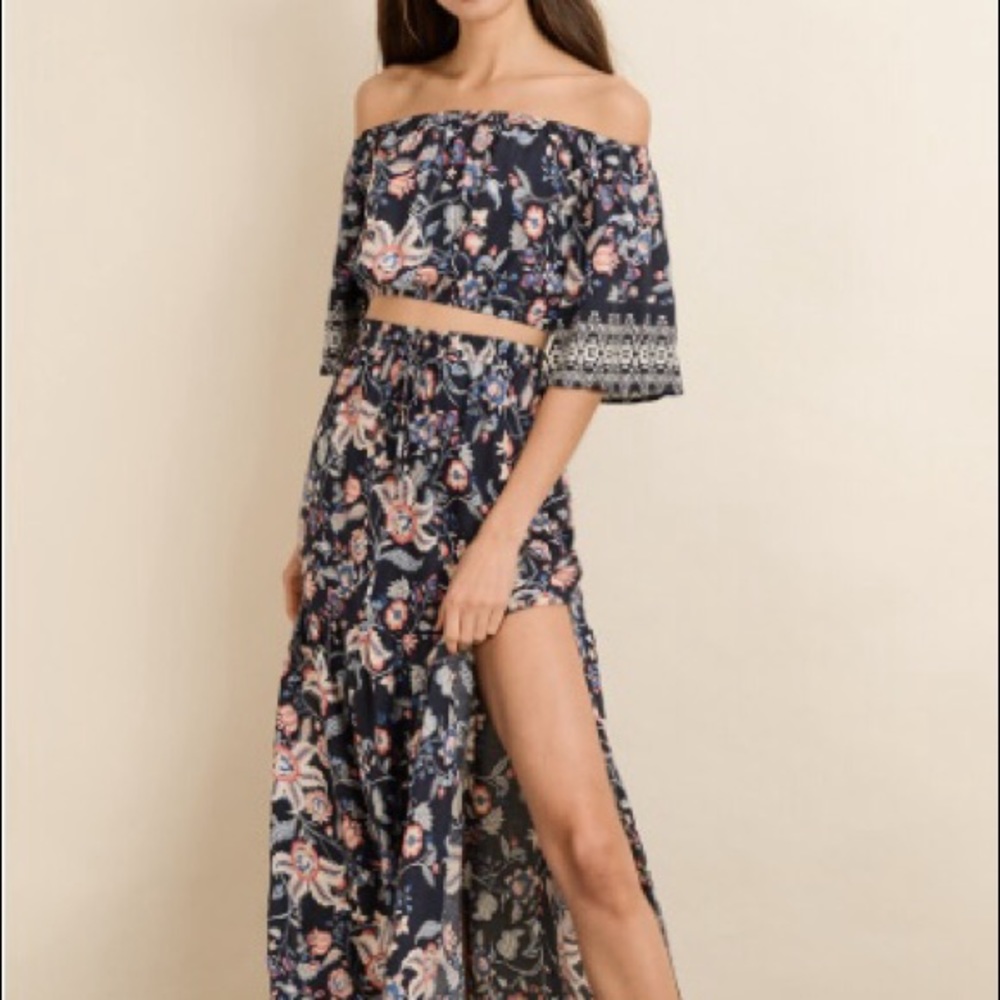 Two piece flowered maxi skirt and top